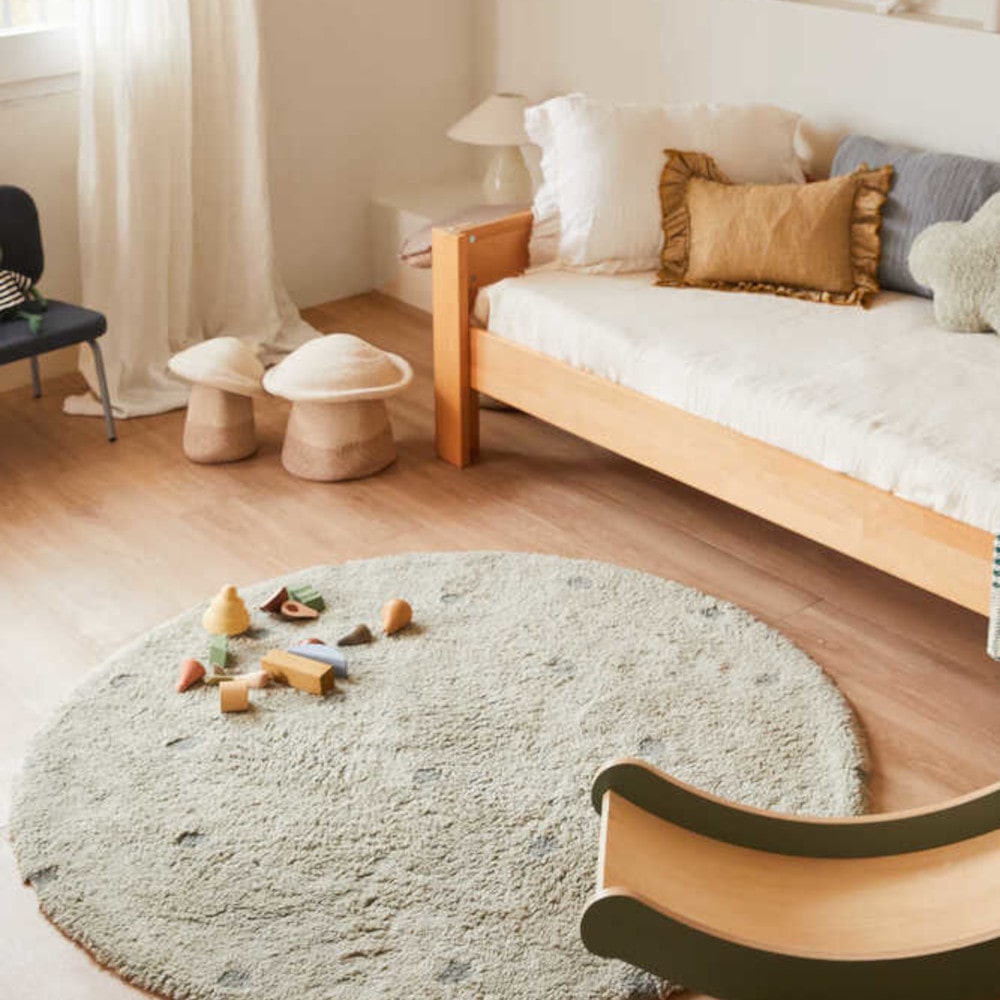 Lorena Canals Rond Vloerkleed Stippen - Sage Lorena Canals