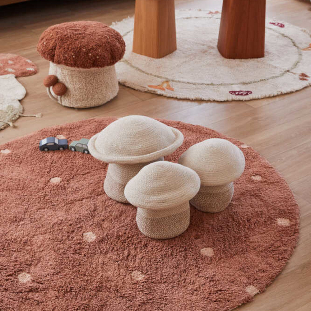 Lorena Canals Rond Vloerkleed Stippen - Chestnut Lorena Canals