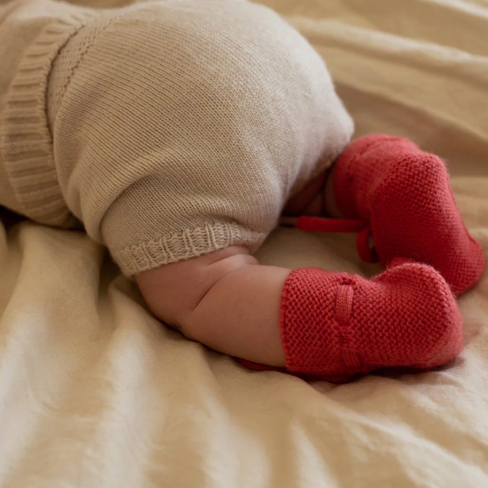 Hvid Baby Slofjes 100% Merinowol