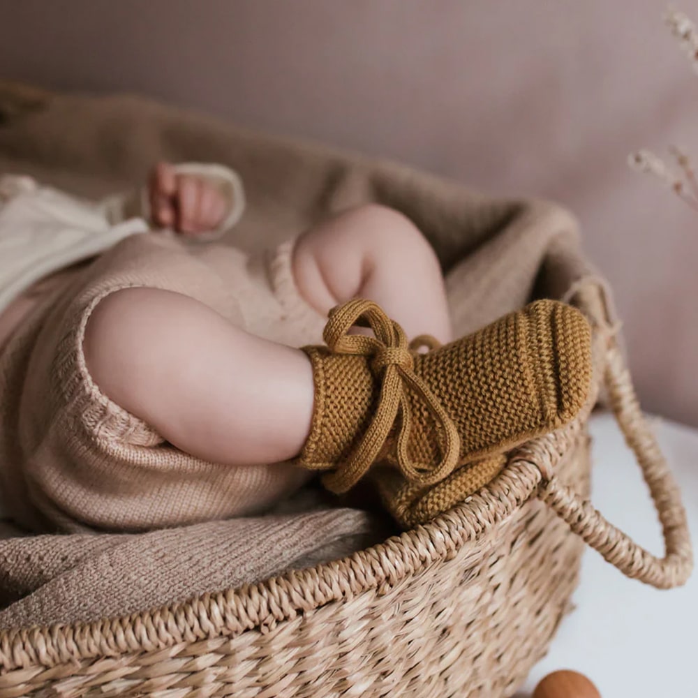 Hvid Baby Slofjes 100% Merinowol