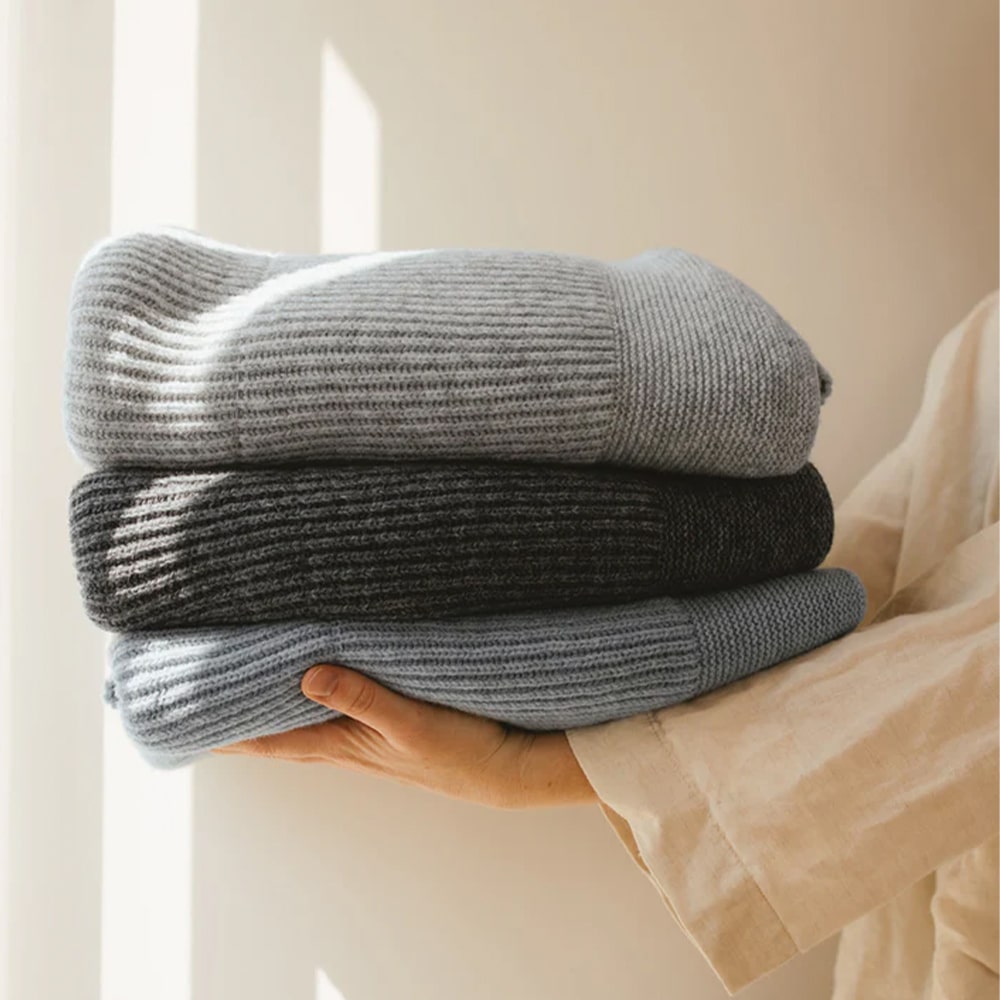 Hvid Wollen Deken Gaston 100 x 140 cm - Frost Blue