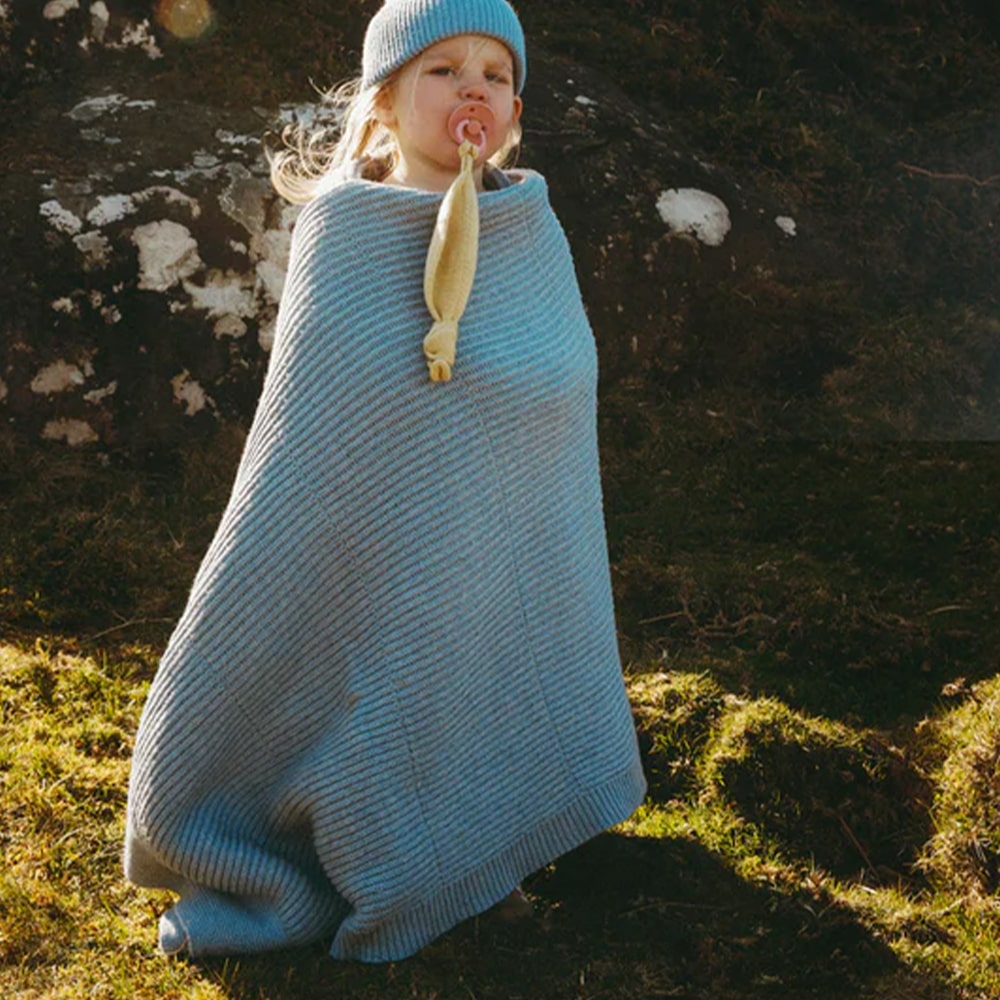 Hvid Wollen Deken Gaston 100 x 140 cm - Frost Blue