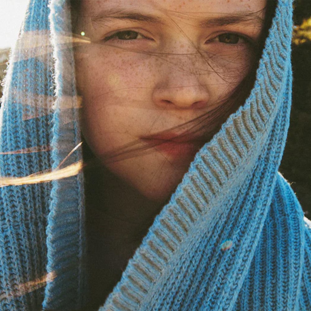 Hvid Wollen Deken Gaston 100 x 140 cm - Frost Blue