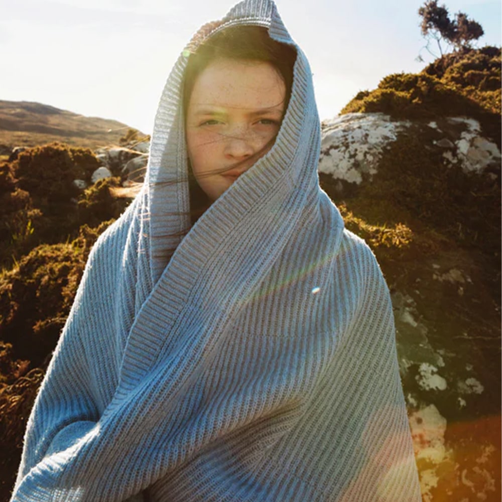 Hvid Wollen Deken Gaston 100 x 140 cm - Frost Blue