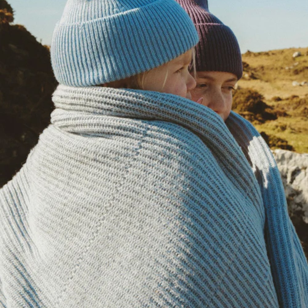 Hvid Wollen Deken Gaston 100 x 140 cm - Frost Blue