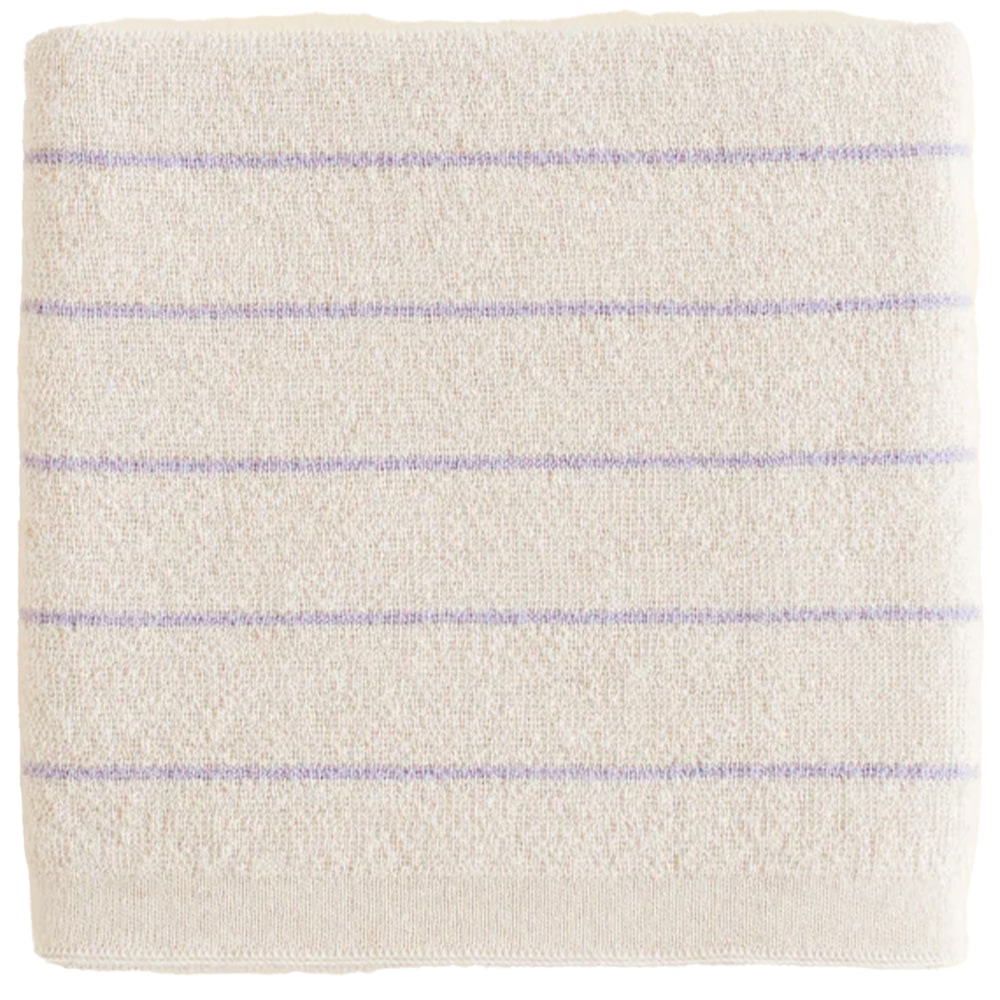 Hvid Wollen Deken Harry - Cream + Lilac