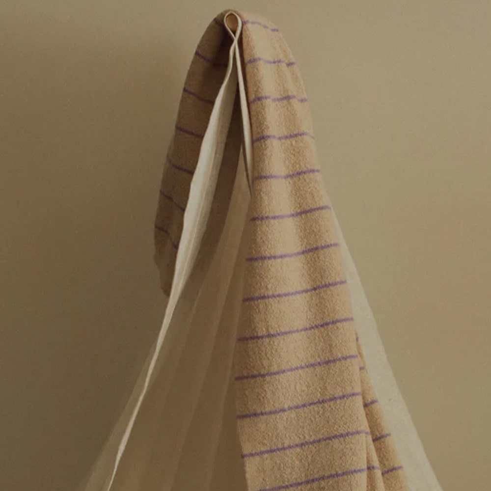 Hvid Wollen Deken Harry - Cream + Lilac