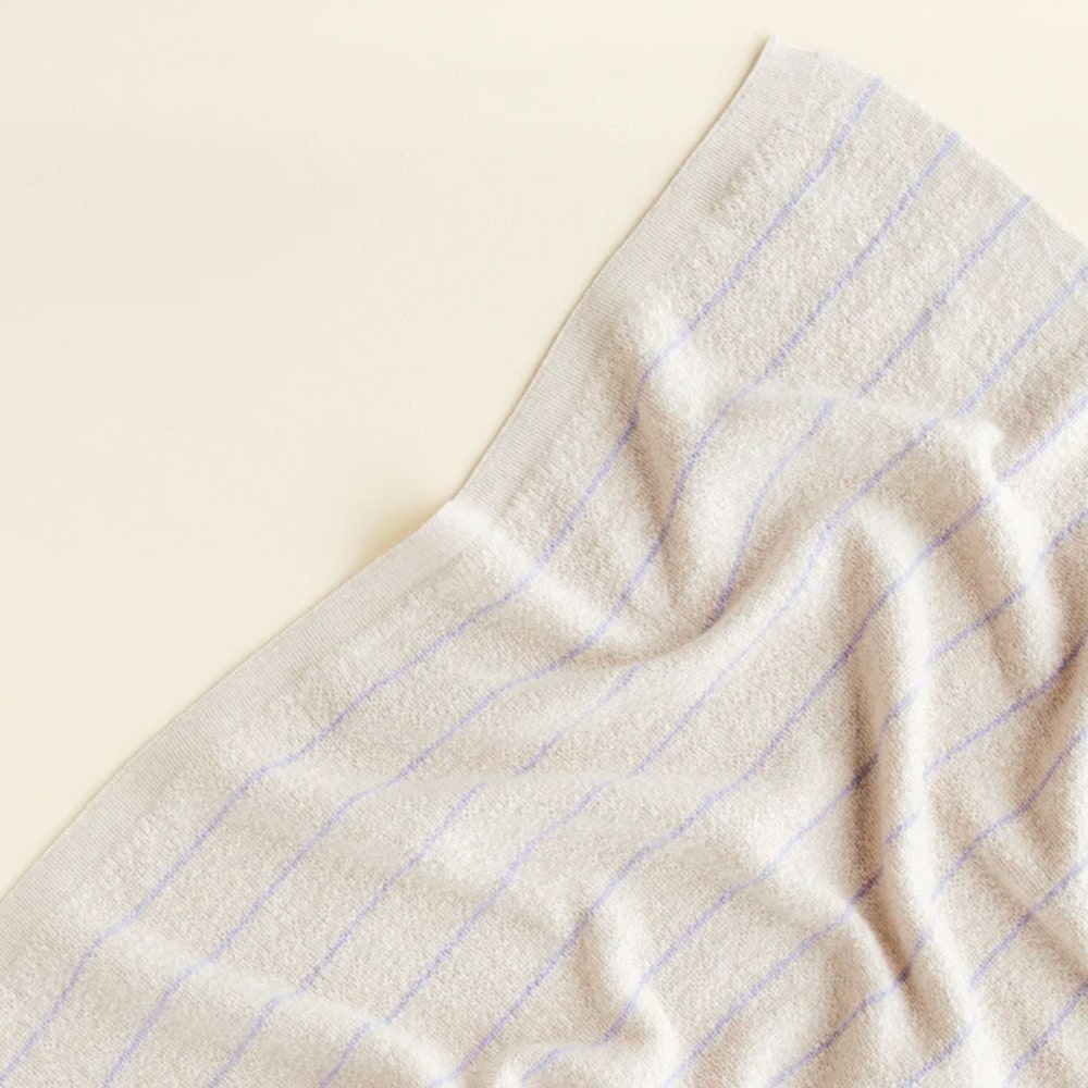 Hvid Wollen Deken Harry - Cream + Lilac