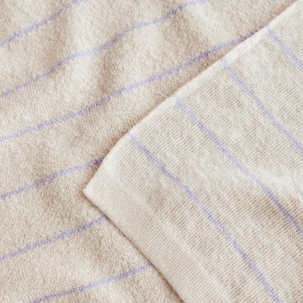 Hvid Wollen Deken Harry - Cream + Lilac