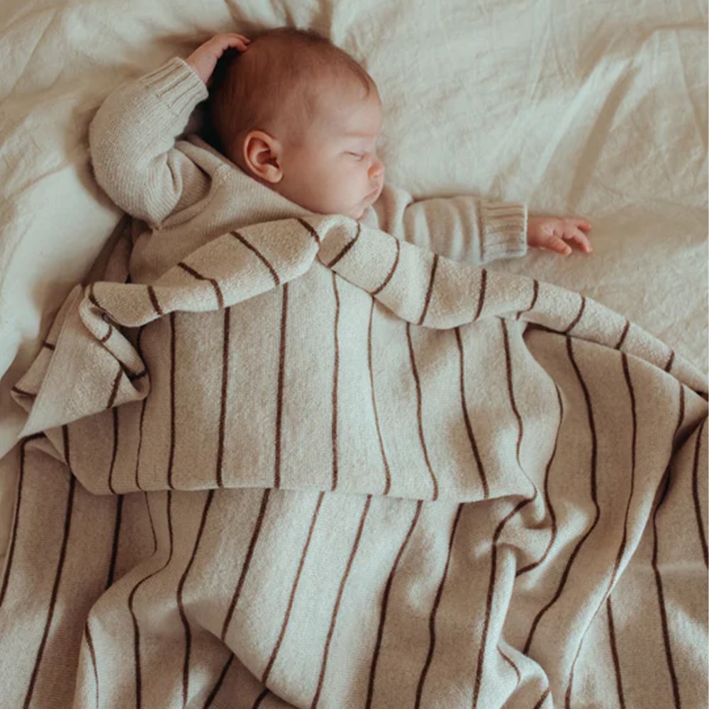 Hvid Wollen Deken Harry - Cream + Mocha