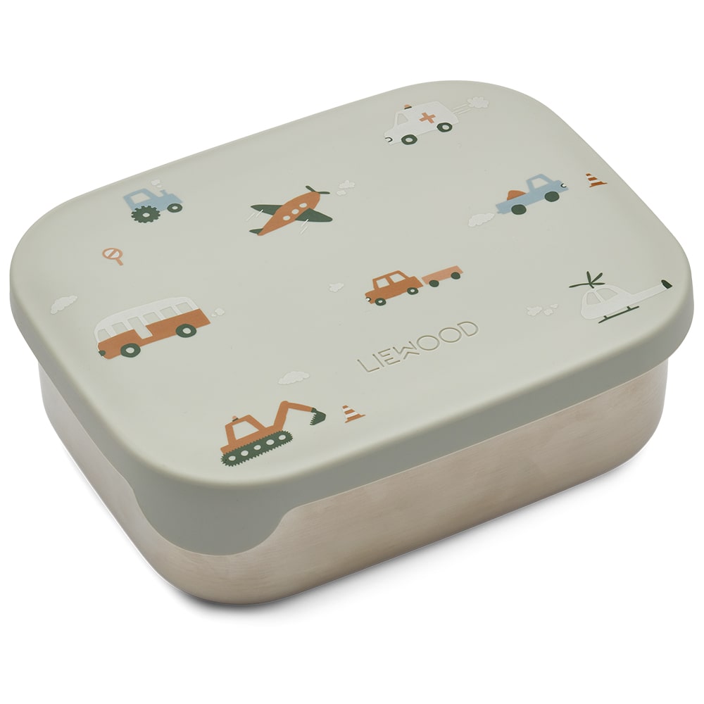 Liewood Lunchbox Arthur - Vehicles / Dove Blue Mix Liewood