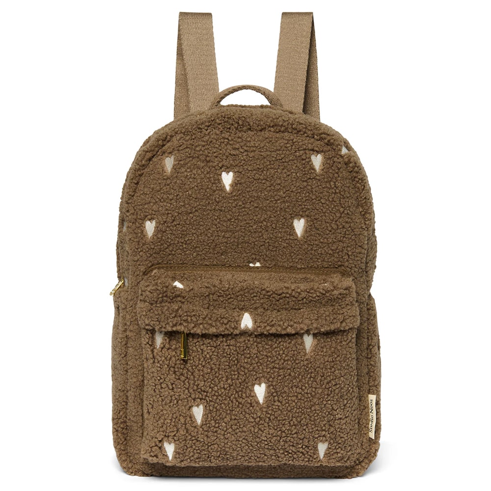 Studio Noos Rugtasje Met Voorvak - Brown Hearts Teddy Studio Noos