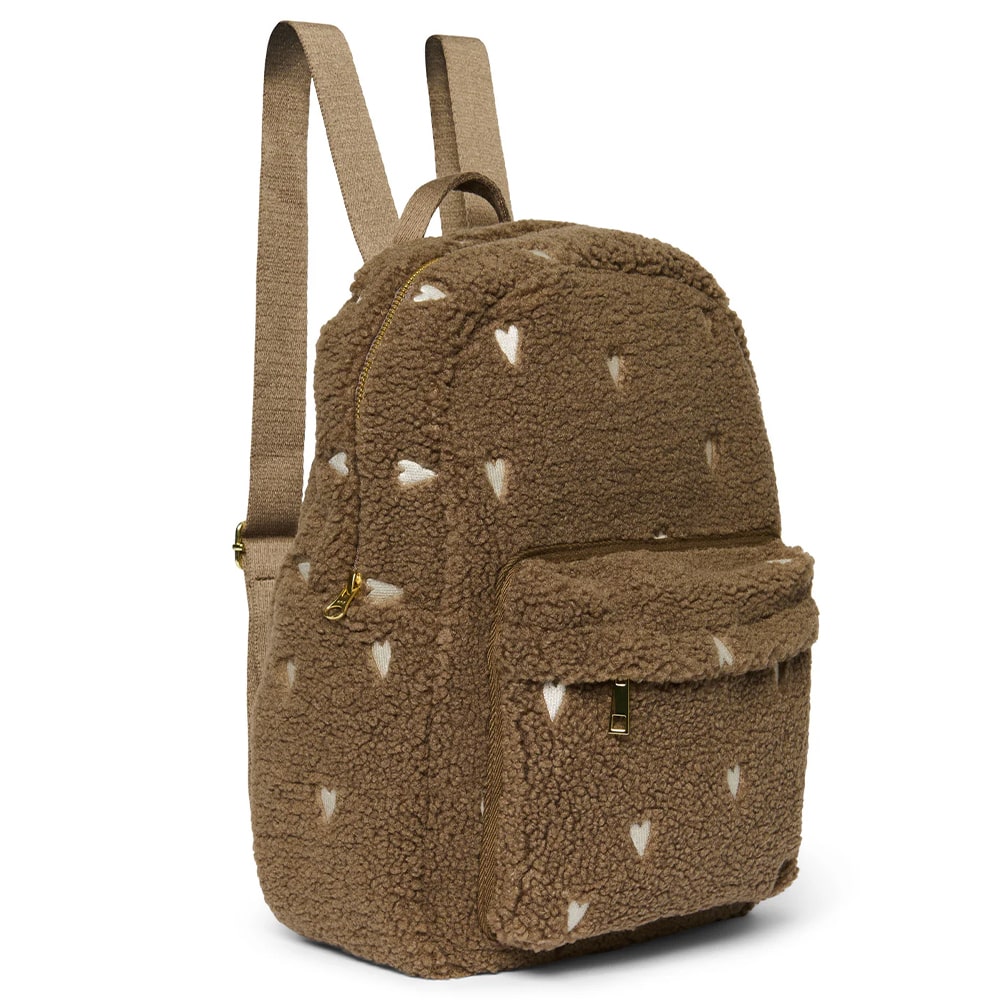 Studio Noos Rugtasje Met Voorvak - Brown Hearts Teddy Studio Noos