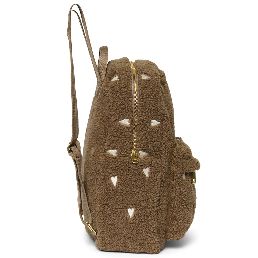 Studio Noos Rugtasje Met Voorvak - Brown Hearts Teddy Studio Noos