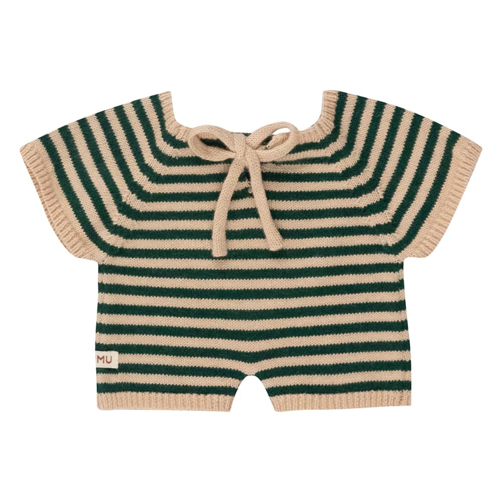 We Are Gommu Korte Onesie - Groen Gestreept