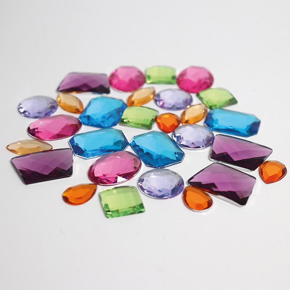 Grimms Grote Acryl glitter stenen 28 st-min