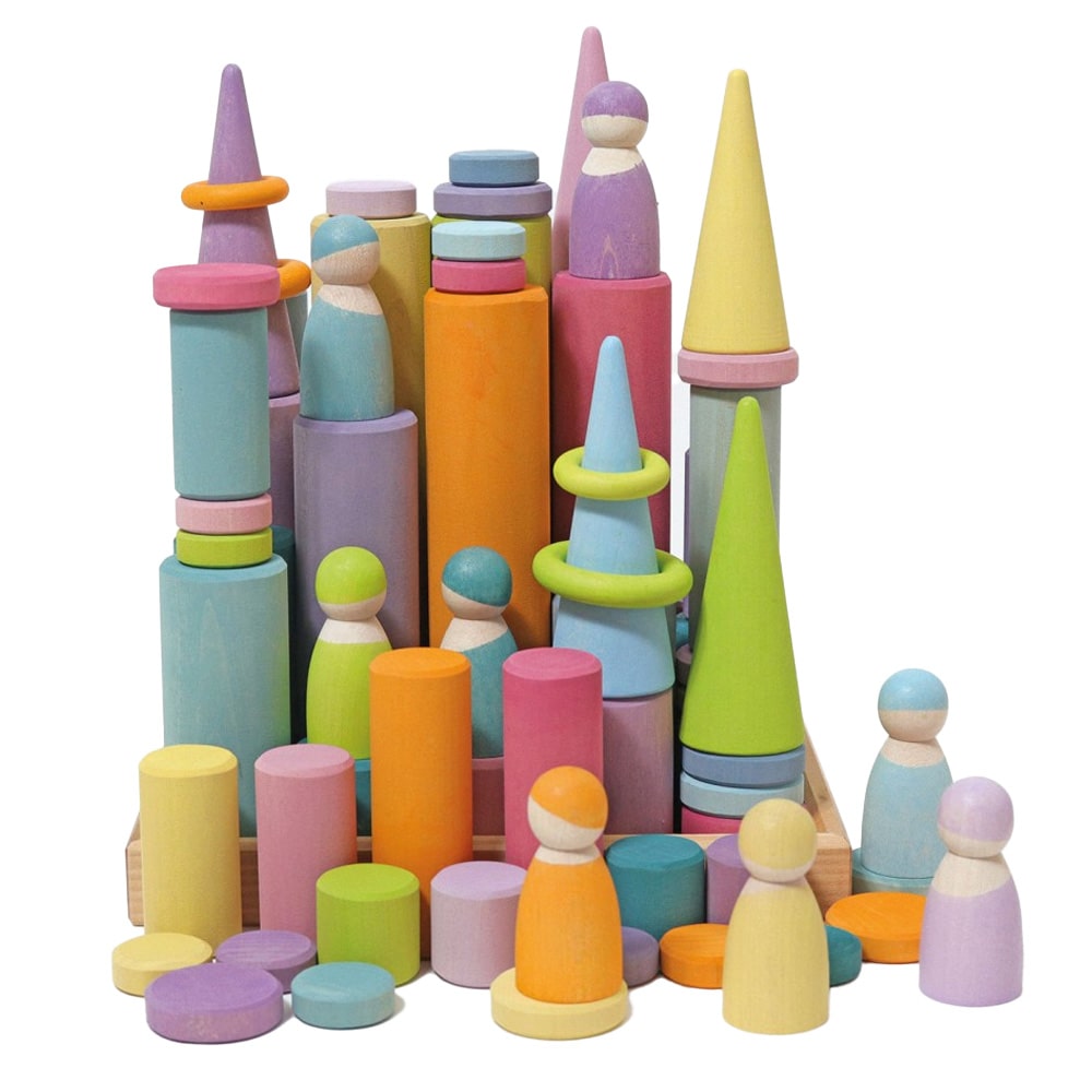 Grimms Bouwblokken Cilinders Groot Pastel Grimms
