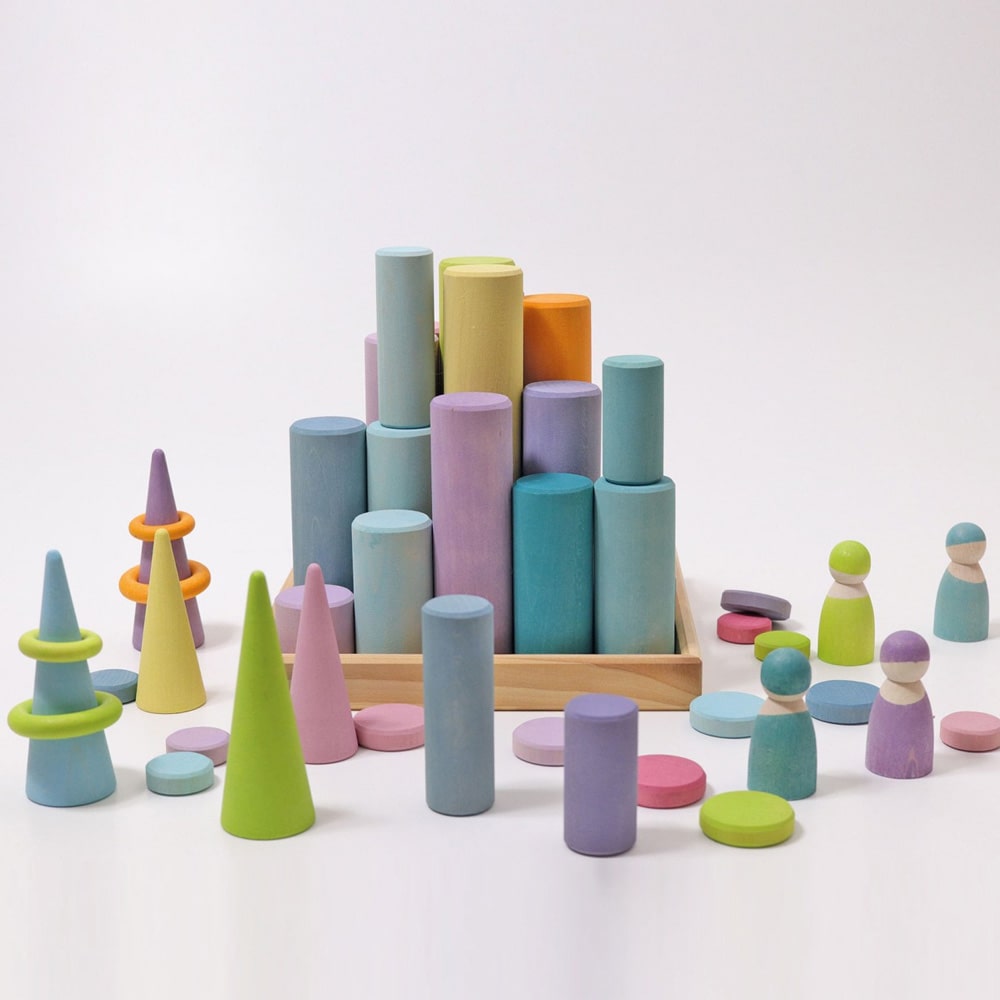 Grimms Bouwblokken Cilinders Groot Pastel Grimms