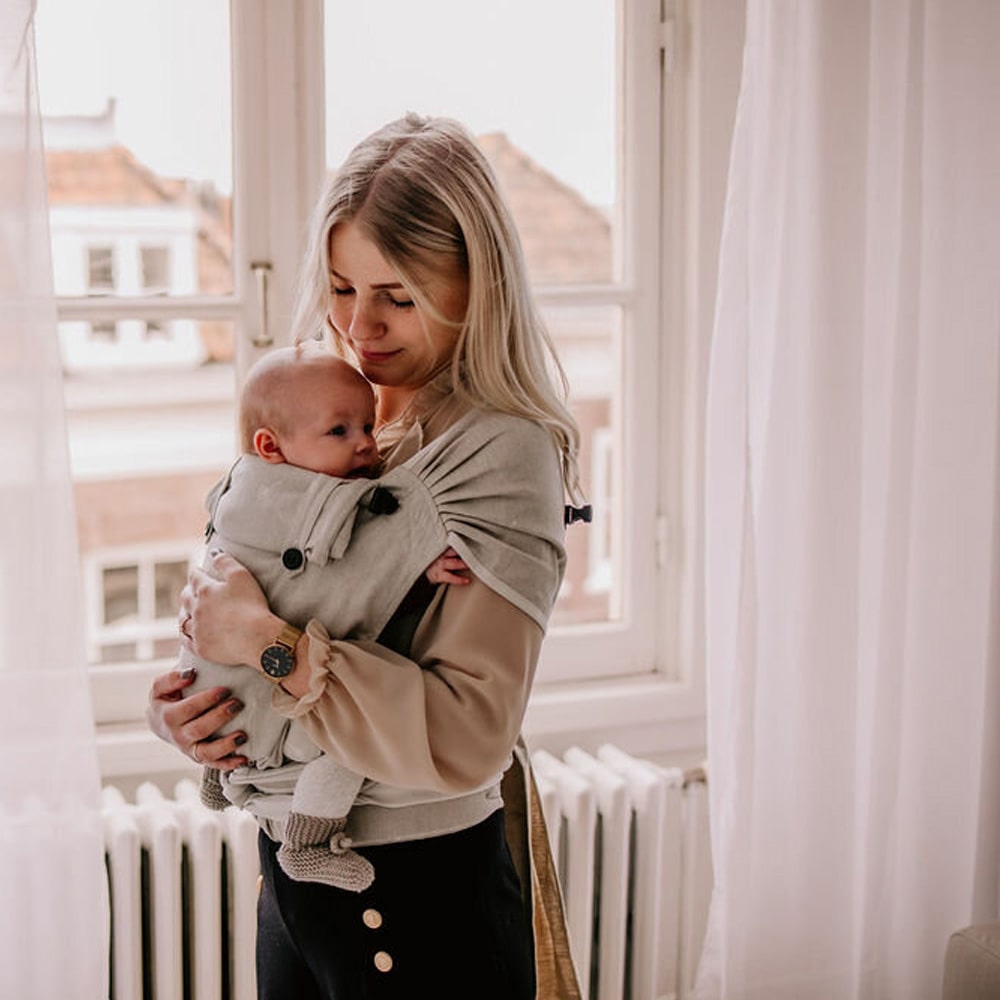 Pure Baby Love Draagzak Wrap en Go Baby 100% Natural Linnen/Cotton Dandelion Pure Baby Love