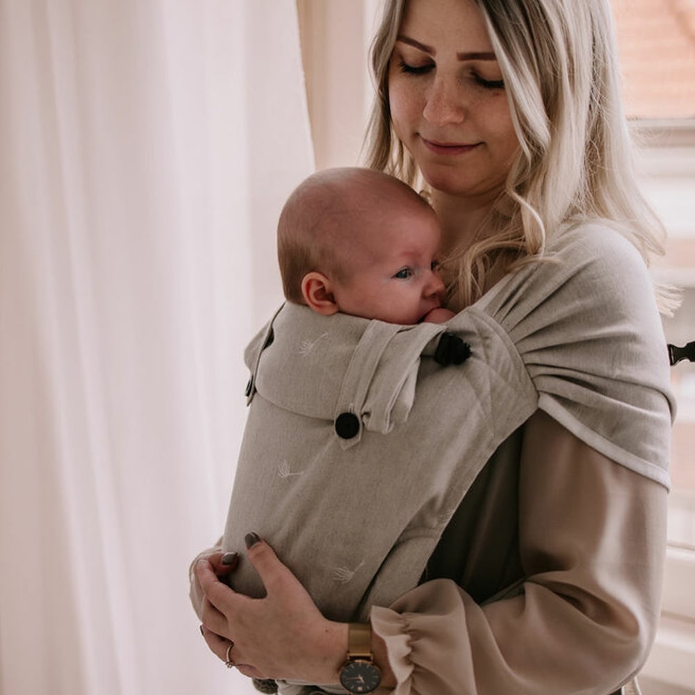 Pure Baby Love Draagzak Wrap en Go Baby 100% Natural Linnen/Cotton Dandelion Pure Baby Love