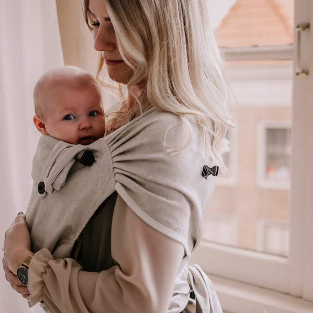 Pure Baby Love Draagzak Wrap en Go Baby 100% Natural Linnen/Cotton Dandelion Pure Baby Love