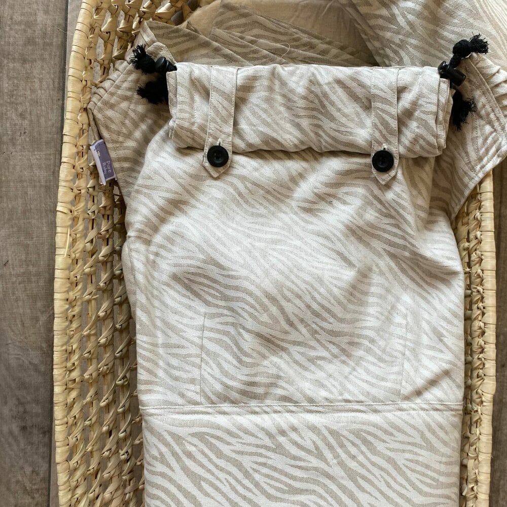 Pure Baby Love Draagzak Wrap en Go Baby 100% Natural Linnen/Cotton Zebra Pure Baby Love