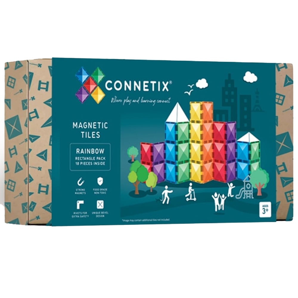 Connetix Tiles Rainbow 18 Delige Rechthoek Pack Connetix Tiles