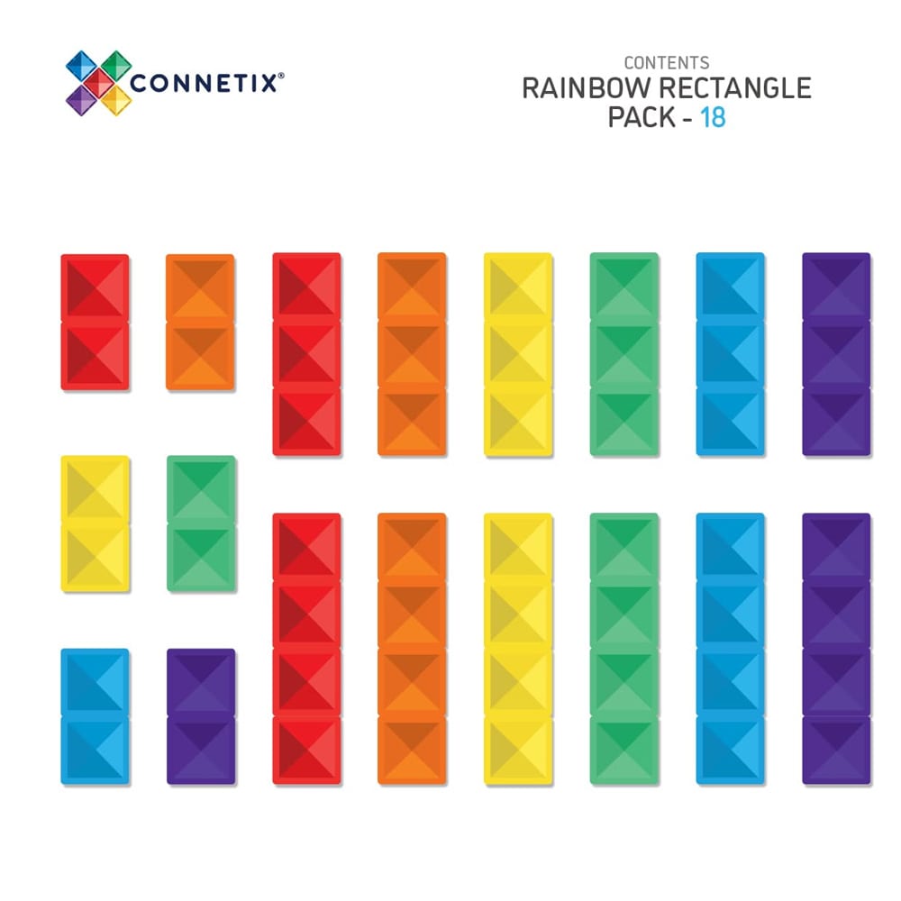 Connetix Tiles Rainbow 18 Delige Rechthoek Pack Connetix Tiles