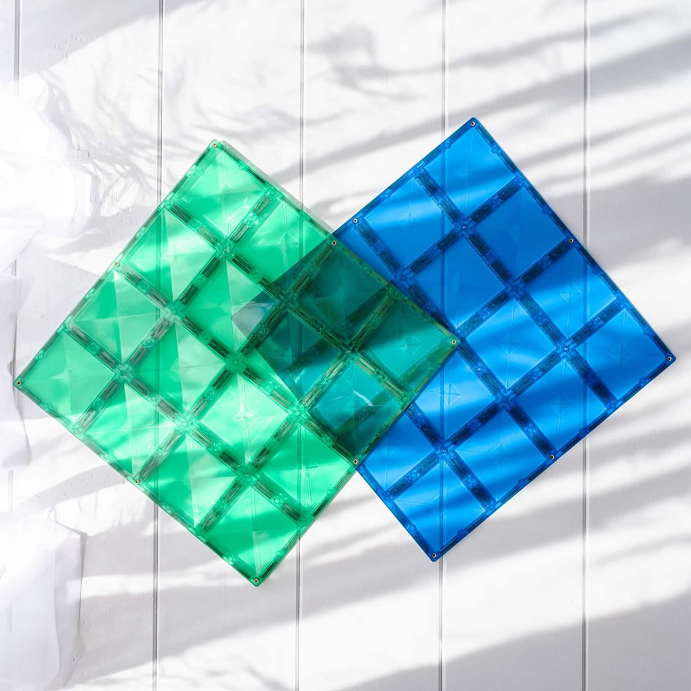 Connetix Tiles 2 Delige Bodemplaten Pack - Groen - Blauw Connetix Tiles