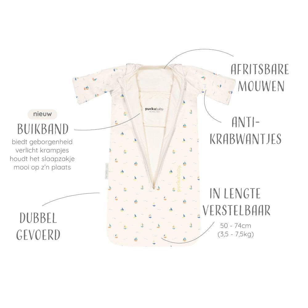 Puckababy Newborn Slaapzak 0 - 6 maanden - Boats Puckababy