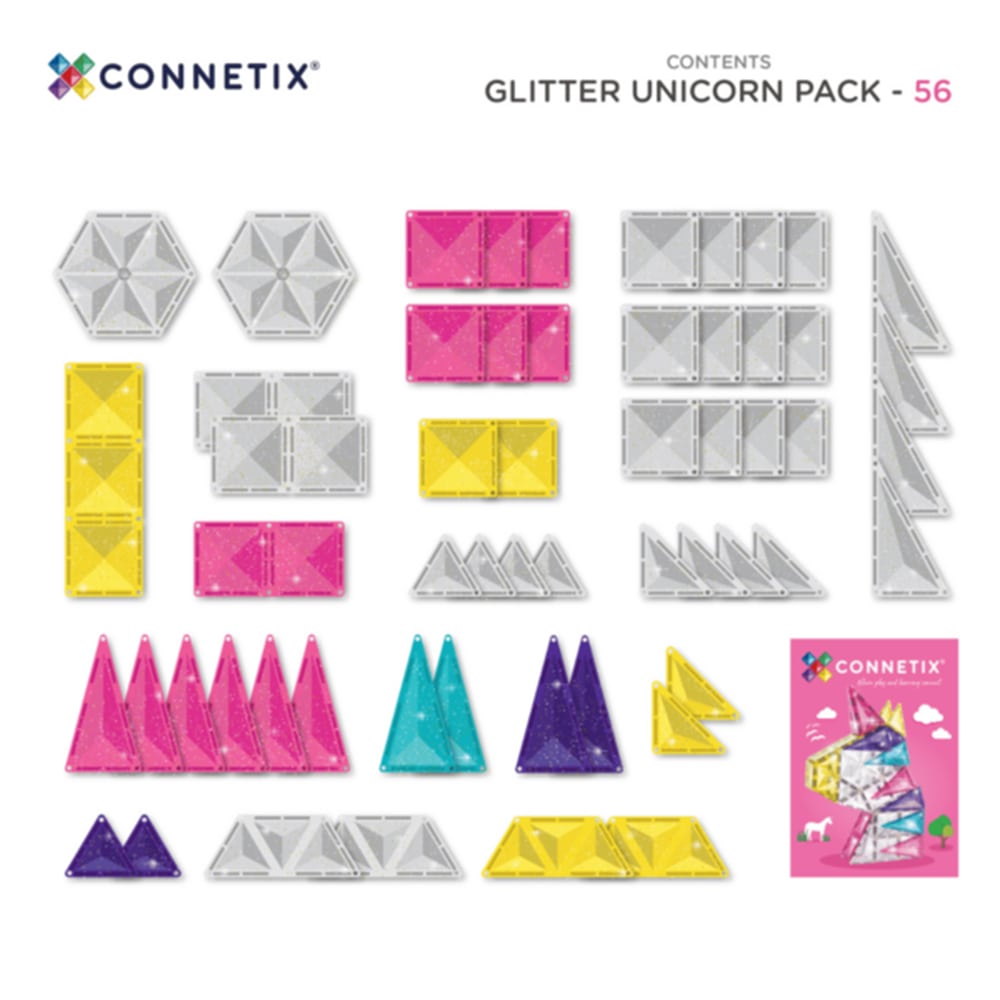 Connetix Tiles 56 Delige Glitter Unicorn Pack
