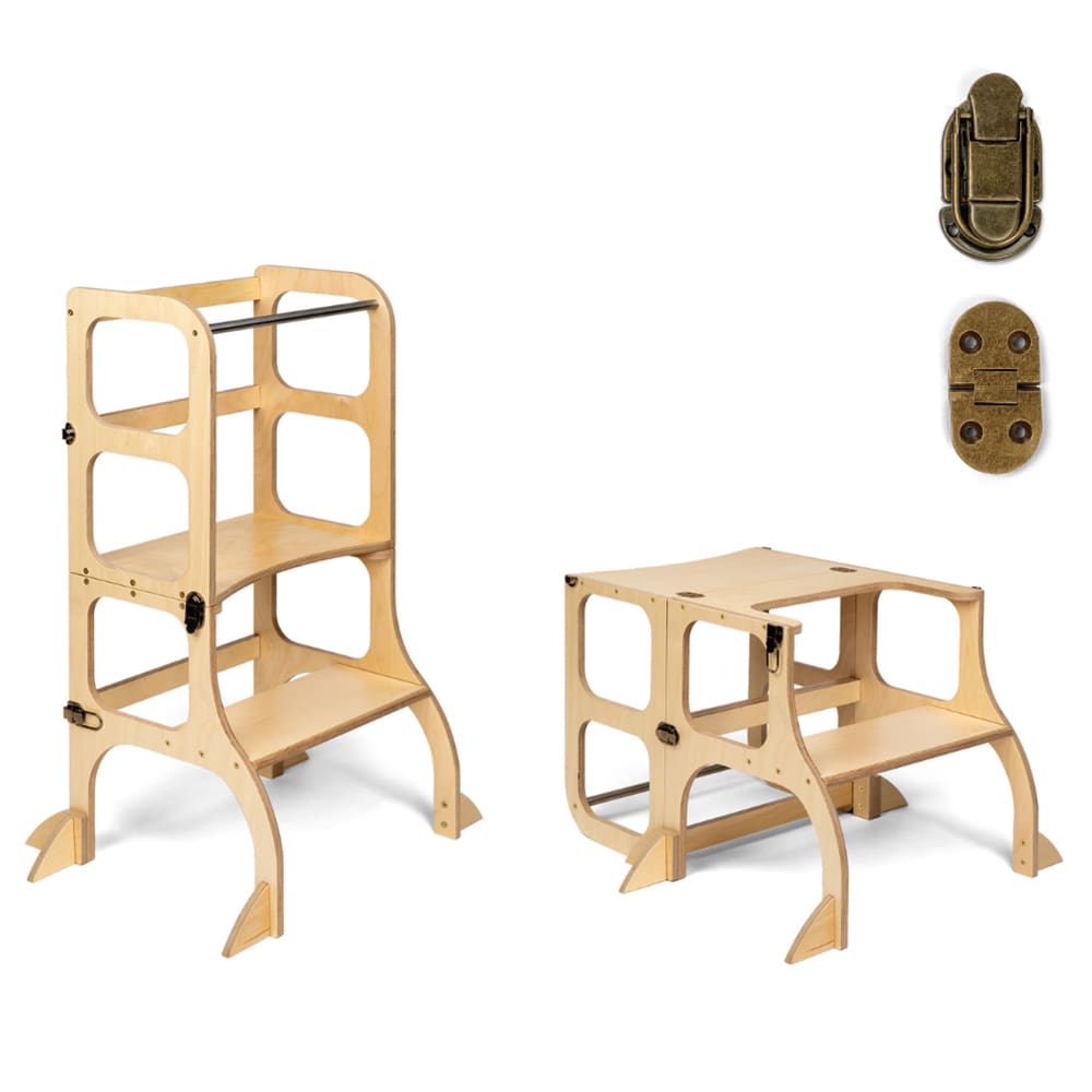 Ette Tete Leertoren Step'n Sit Messing- Hout Met Extra Support