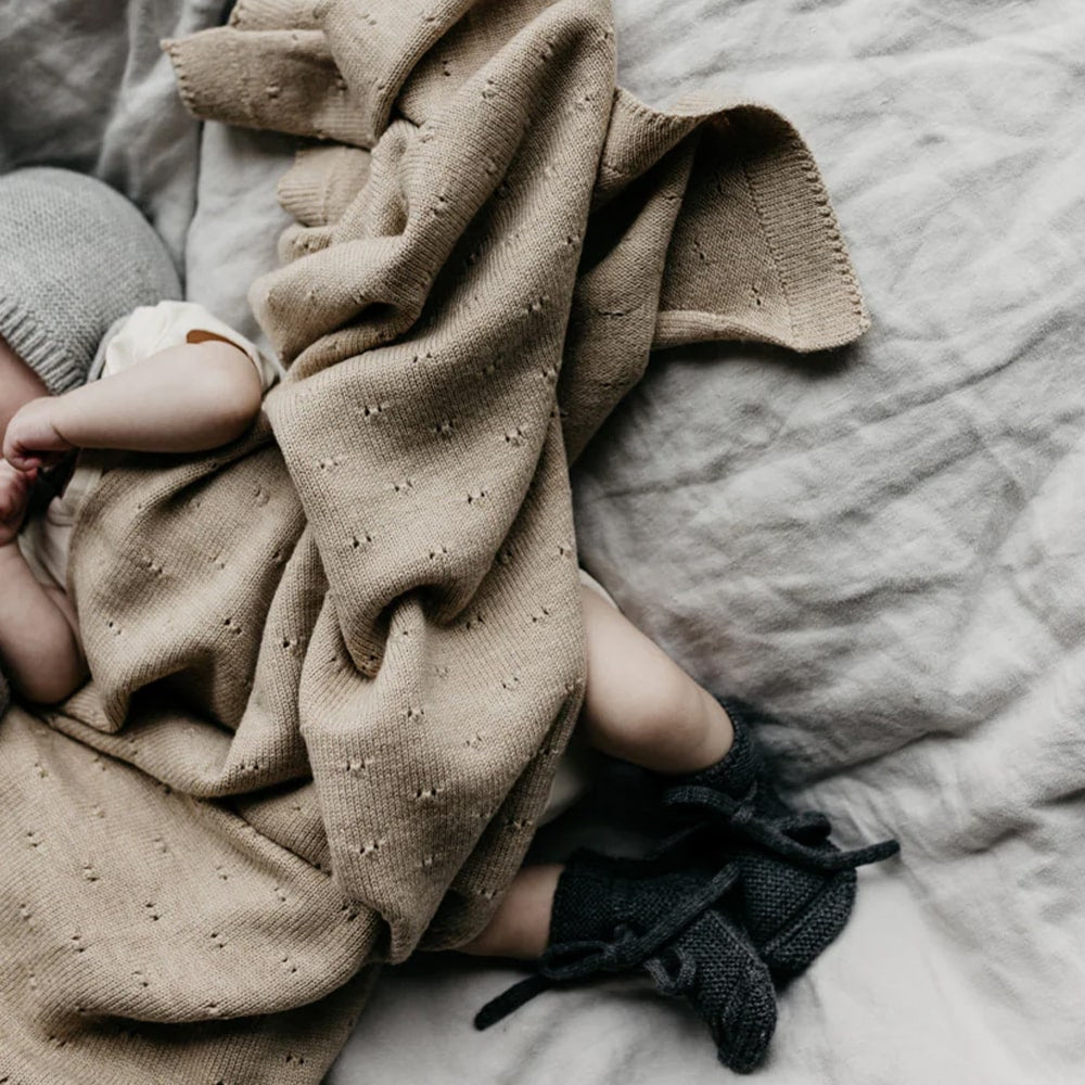 Hvid Baby Slofjes 100% Merinowol