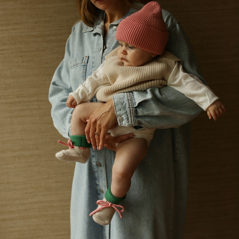 Hvid Baby Slippers 100% Merino wool