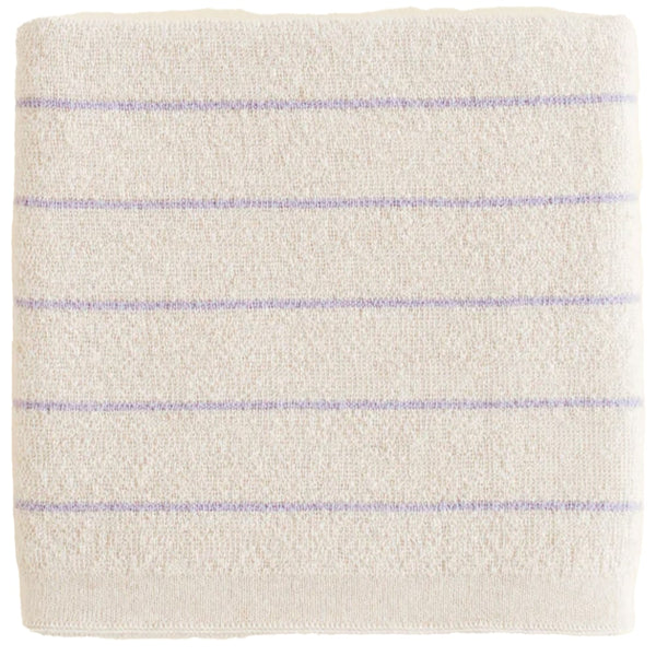 Hvid Wollen Deken Harry - Cream + Lilac
