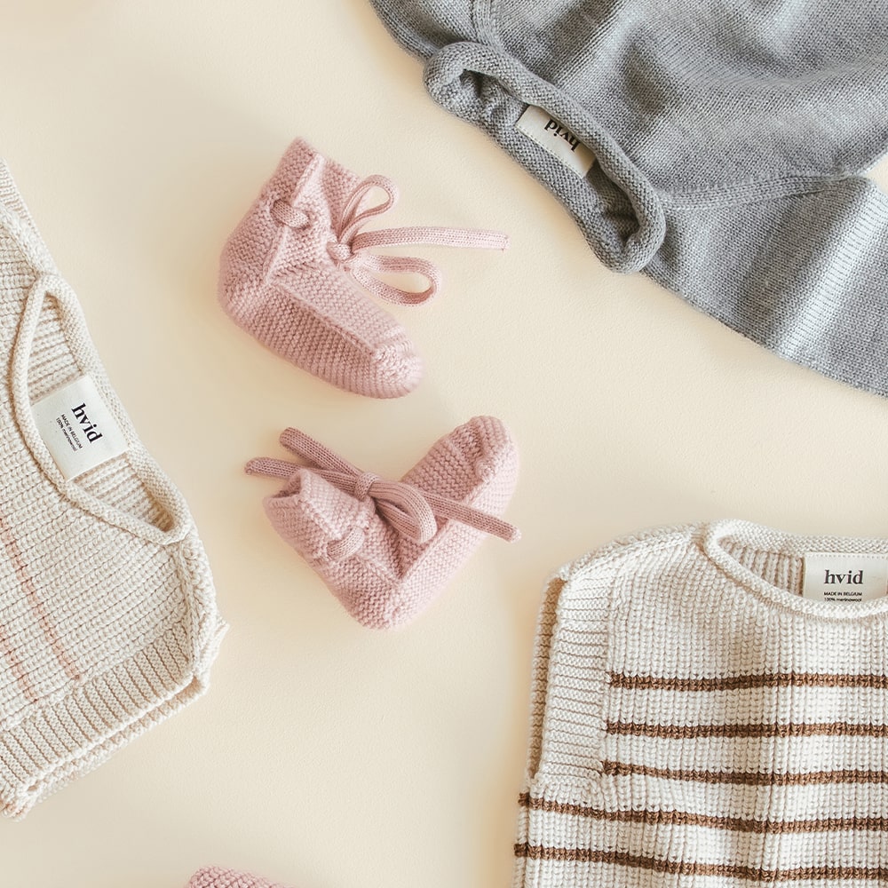 Hvid Baby Slippers 100% Merino wool