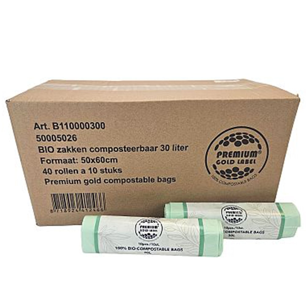Premium Gold Label 100% BIO - Composteerbare Afvalzakken 30L 10 Stuks Kideo.store