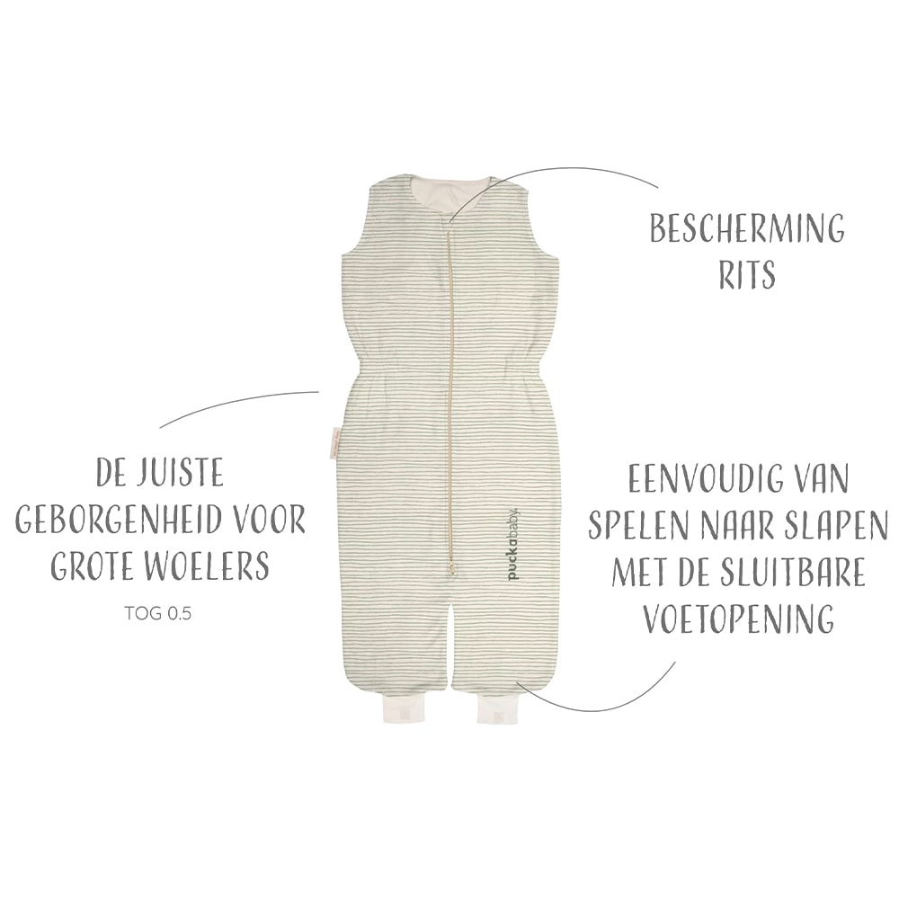 Puckababy Peuterslaapzak Kidz Green Stripes