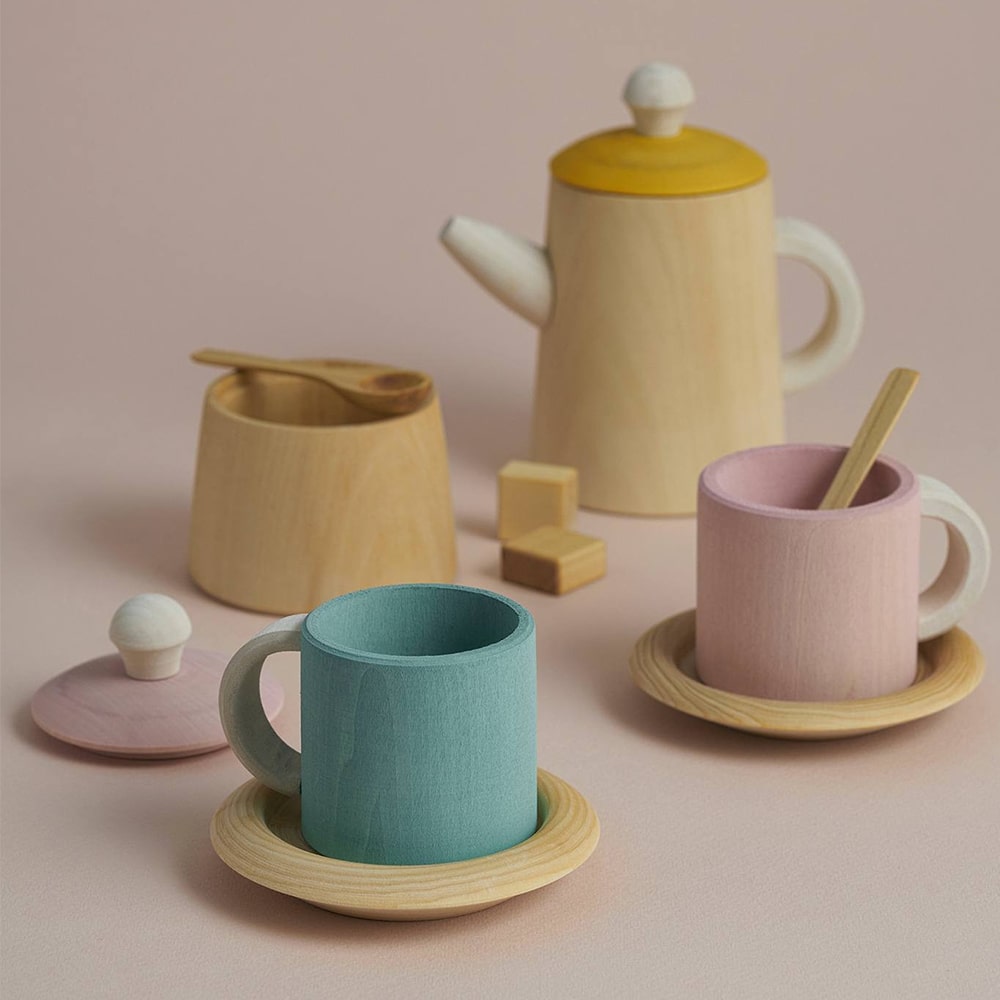 Raduga Grez Houten Theeset -  Mosterd/ Roze Raduga Grez