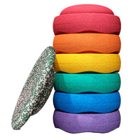 Stapelstein® Special Set Rainbow - 6 Stuks + 1  Balance Board Super Confetti