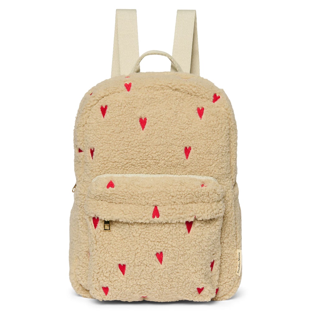 Studio Noos Rugtasje Met Voorvak - Ecru Hearts Teddy Studio Noos