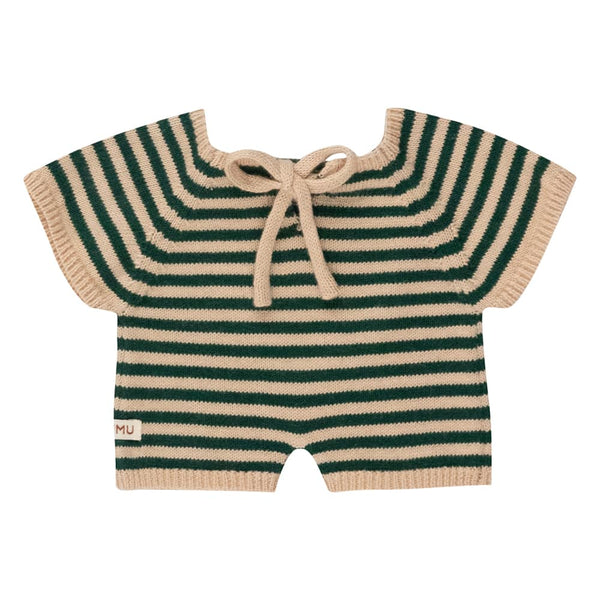 We Are Gommu Short Onesie - Green Striped