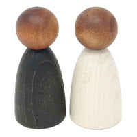 Grapat Houten Nins Poppetjes Volwassen 2 Stuks - Donker