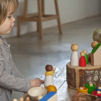 Grapat Houten Nins Poppetjes Volwassen 2 Stuks - Donker