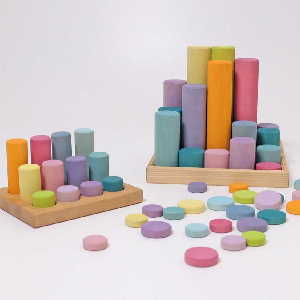 Grimms Bouwblokken Cilinders Groot Pastel Grimms