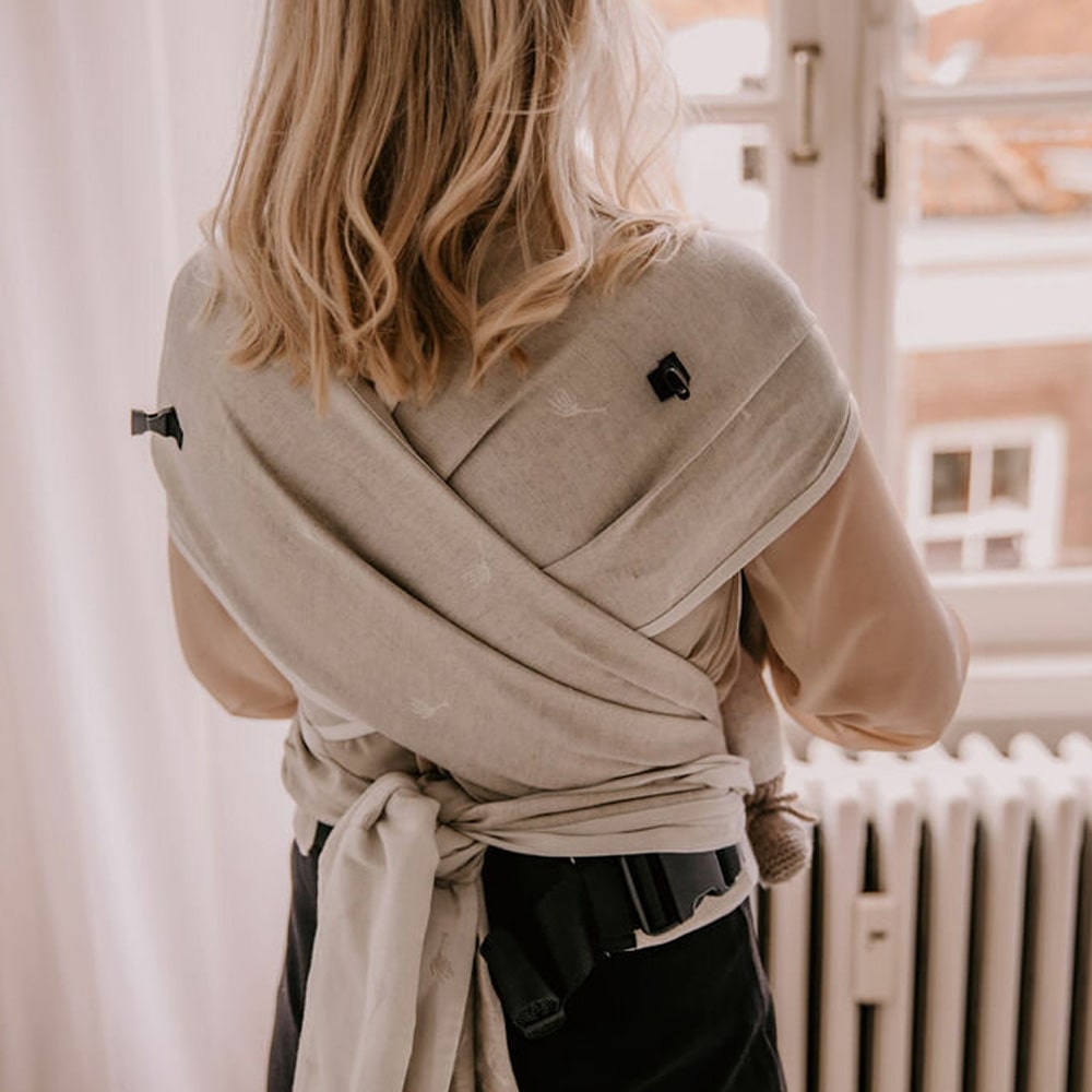 Pure Baby Love Draagzak Wrap en Go Baby 100% Natural Linnen/Cotton Dandelion Pure Baby Love
